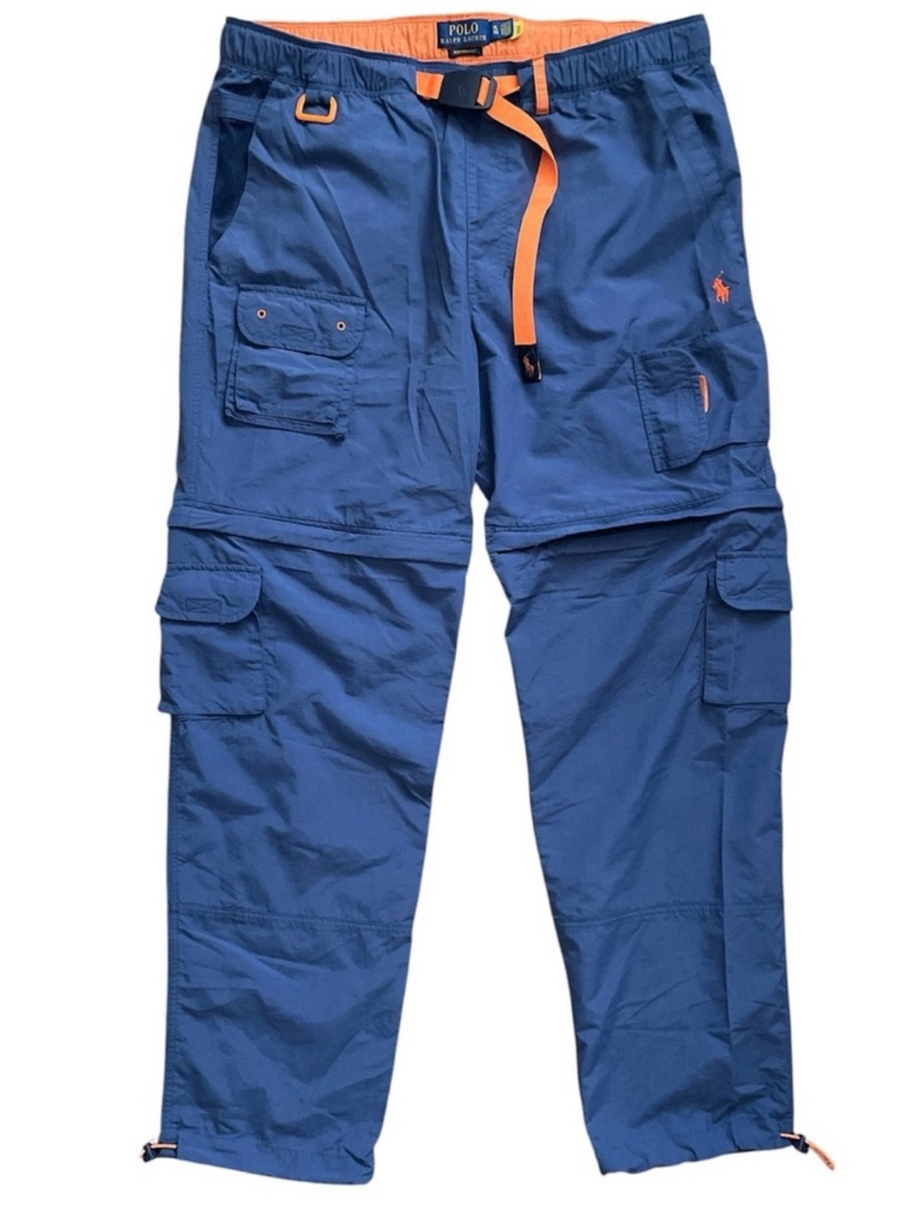 Polo by Ralph Lauren Blue Cargo Convertible Pants with Orange Accents